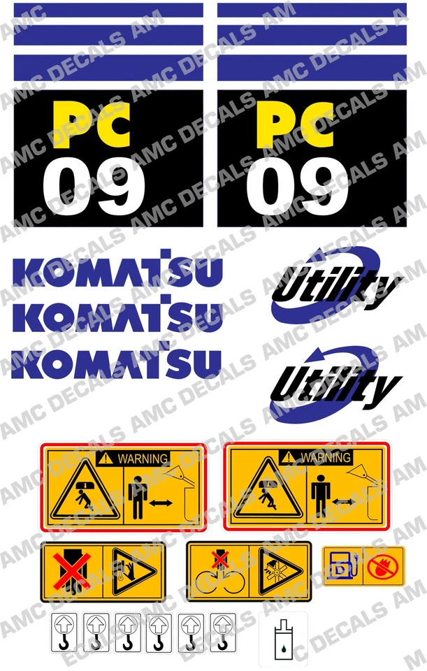KOMATSU PC09 DIGGER DECAL STICKER SET - image 1 of 1