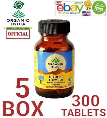 5 x Organic India Turmeric Formula 300 Caps  Immunity Booster Exp September 2026