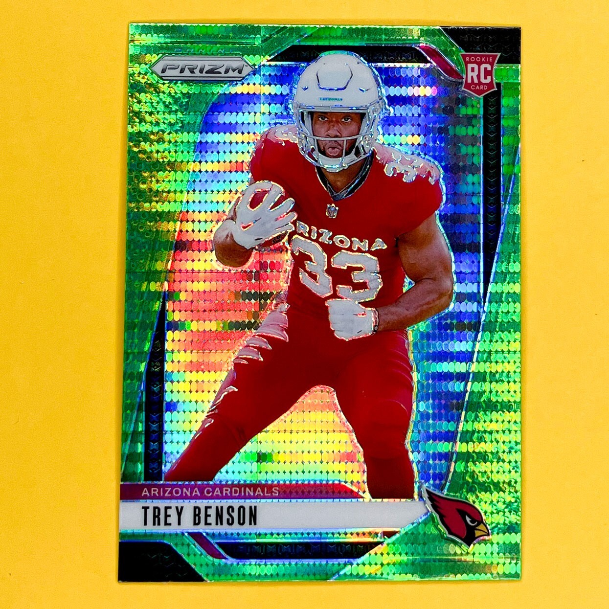 2024 Panini Prizm Trey Benson Neon Green Pulsar Rookie RC #392 Cardinals