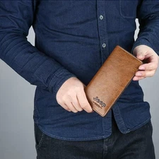 Men'S Wallet Pu Leather Multi Card Multi Functional Long Travel Thin Youth Bag 