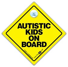 Autistic Kids On Board Car Sign Baby On Board Sign Style With Suction Cup AUTISM