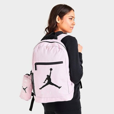 black and pink jordan backpack