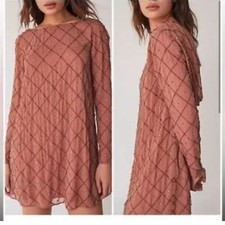 Free people NWOT dazzle medium champagne beaded diamonds mini low back dress