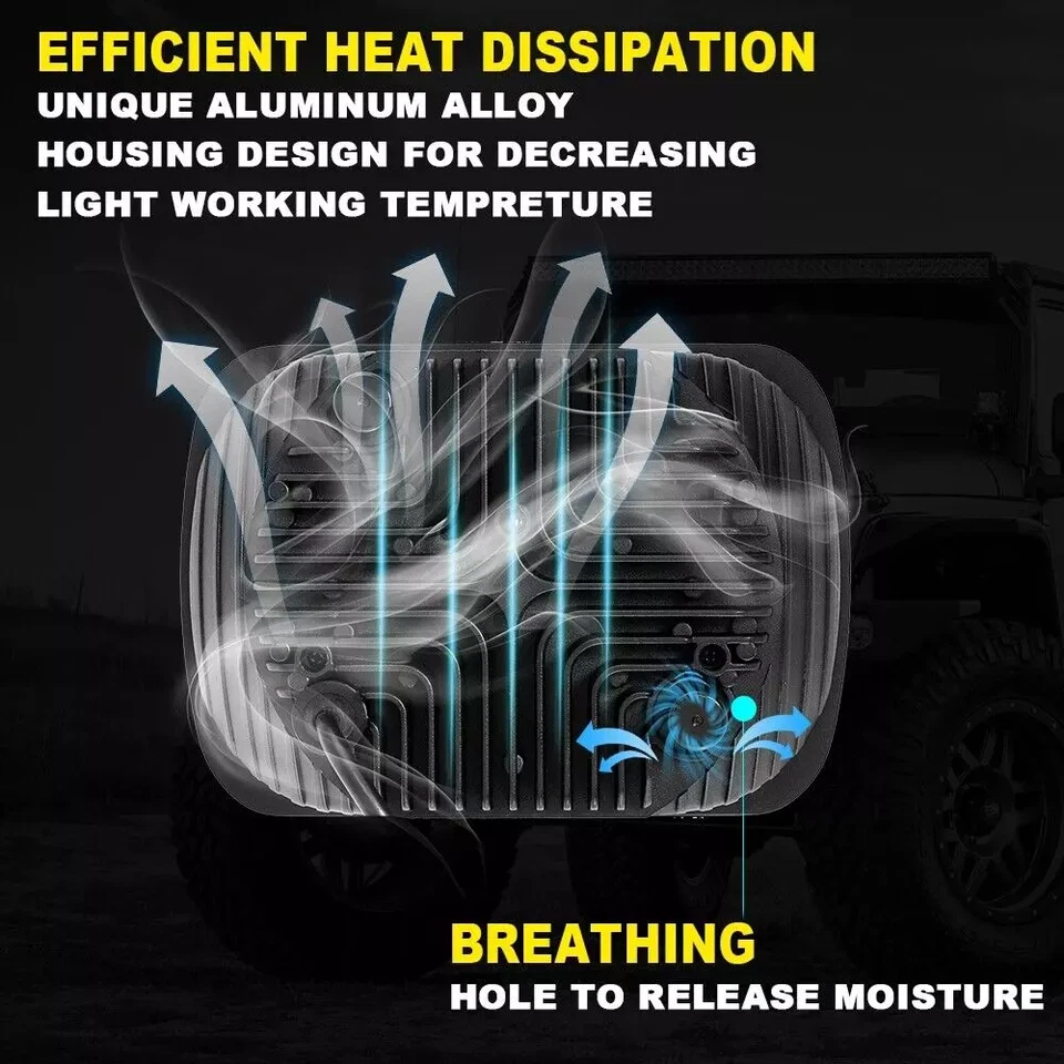 Apto para Chevrolet El Camino 1978-1981 2 piezas 7x6" faros LED cuadrados alto/bajo DRL Foto 4 de 4