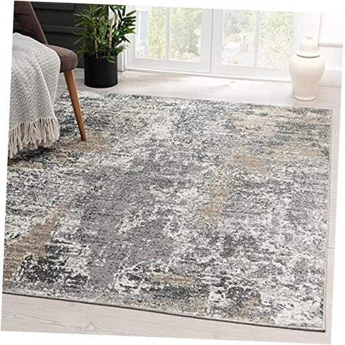 Euston Collection 7679 4x5 Abstract Area Rug 4' x 5' Grey