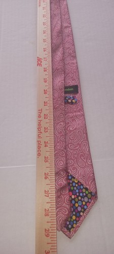 City of London Men's 100% Silk Necktie Pink Mauve Paisley - Picture 5 of 7