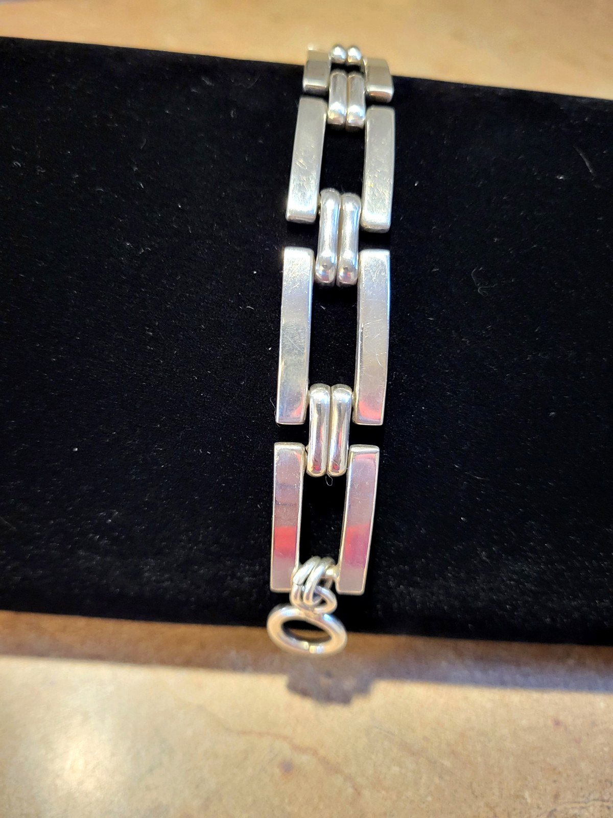 Heavy 53 Gr Open Rectangular Link Sterling Silver… - image 1