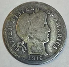1916 Berber Silver Dime - 90% Silver   AWS 0.0723 oz - last year of the series