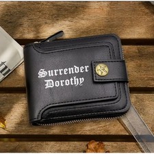 Surrender Dorothy Black Faux Leather Zip Around Bifold Wallet with Star Snap
