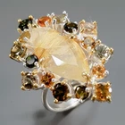Antique ring Natural Rutilated Quartz Ring 925 Sterling Silver Size 9 /R474704