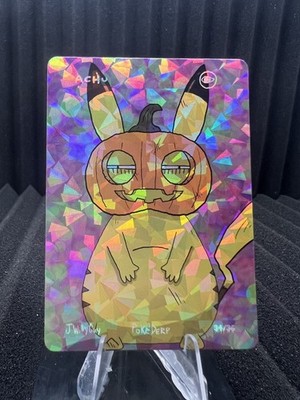 Achu (Pikachu) 34/36 - Cracked Ice Holo - Haloween Pokederp Fan Art Pokemon
