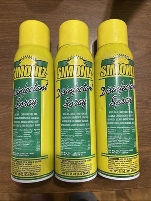 #ad Lot of 3 Simoniz Disinfectant Spray 15 oz Aerosol Cans New Old Stock $27.00