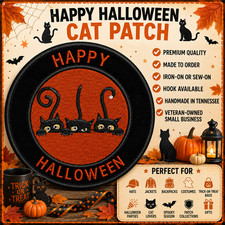 Black Cats Halloween Embroidered Patch hook  Loop Applique Costume Kids Craft