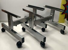 VINTAGE Brushed chrome 70s Floor speaker stand Pair