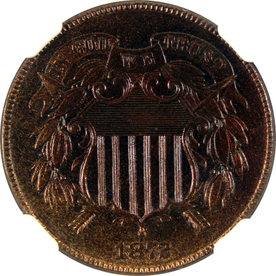 1872 Two Cent Piece Uncirculated Details NGC 2c Coin SKU:CPC6381 - Image 3 of 4