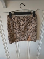 AKIRA Snake Print Mini Skirt Green Yellow Side Zip Size L