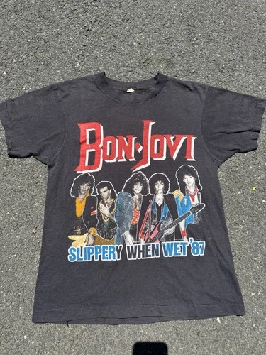 80s Bon Jovi Slippery When Wet Tour T-Shirt You Giv 1980s vintage concert t-shirt, vintage, single stitch, B+ condition