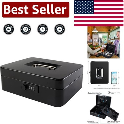 Large Cash Box with Combination Lock & Removable Money Tray, 9.84''x7.87''