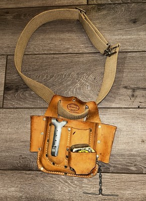 Nicholas Vintage Cowhide Pro Line Tool Pouch Holder Belt Brown Leather No. 438