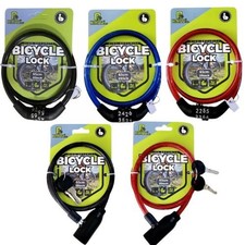 Combination lock and 2 Key Bicycle Cable Lock, 10x650mm Strong Steel Security