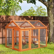 Wooden Chicken Run, Combinable Design with Perches, Orange