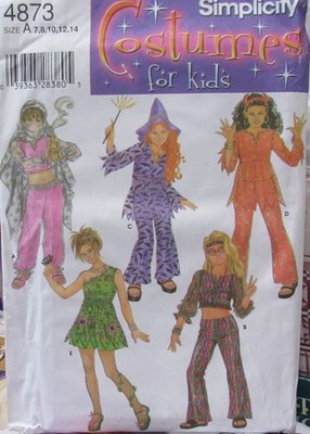 Simplicity Halloween Costume 4873 Girls 7-14 Groovy Hippie Genie Witch Pattern