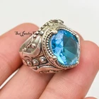 Designer Blue Topaz Men's Ring 925 Sterling Silver Handmade Ring All SizeR111