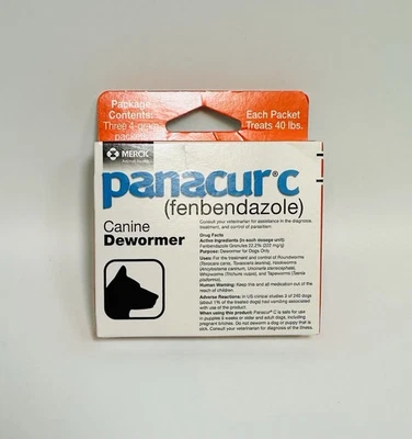 Panacur C 4 gram Canine 40lbs Dewormer Treatment (3 packets) Exp. Date- 06/2027