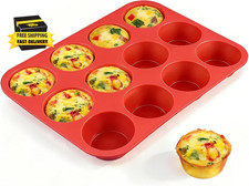 12 Cups Silicone Muffin Pan - Nonstick Cupcake Pan 1 Pack Regular Size Silicone