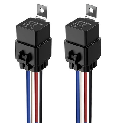 2 Pieces 40/30 Amp Waterproof Relay Switch 12AWG Harness Set - 12V DC 4-Pin S...