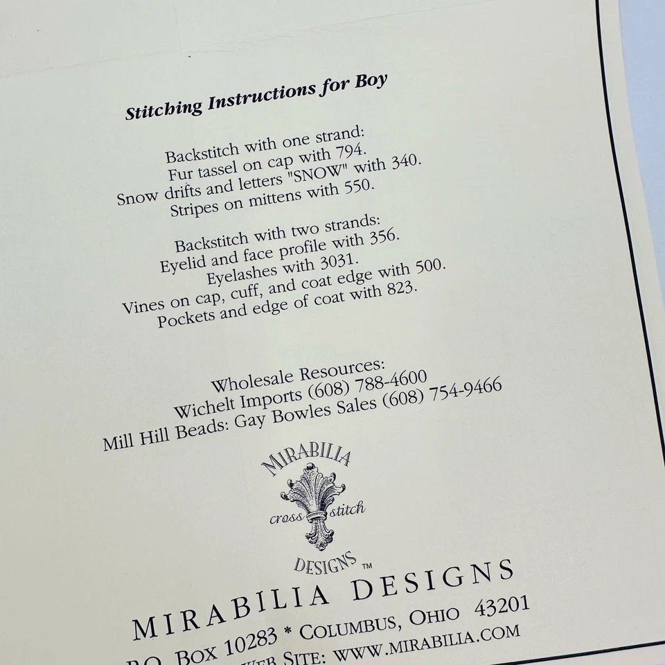 Mirabilia SNOW ANGEL Cross Stitch Pattern Chart "Giggles in the Snow" BOY GIRL - Image 4 of 4