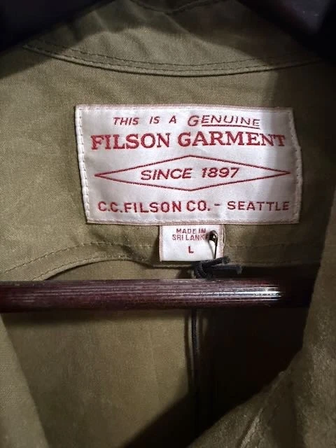 NWT FILSON Eagle Harbor Jac Shirt Jacket Olive Tan 11oz Washable Waxed Cotton L - product detail image 3