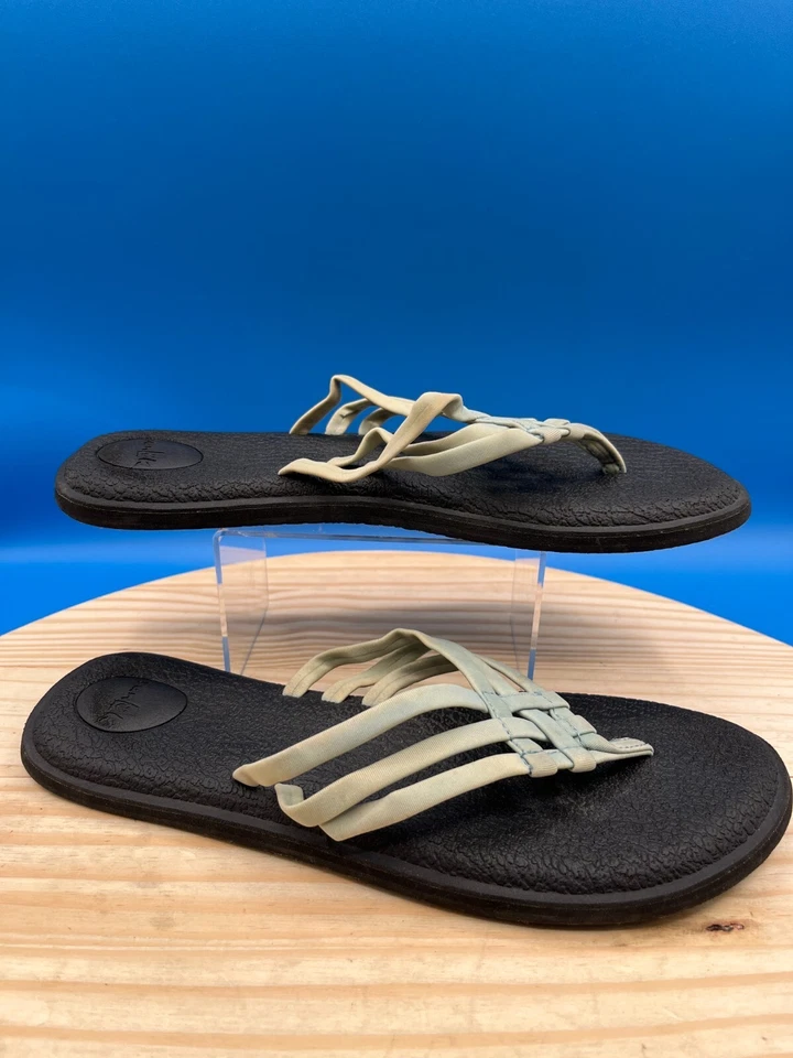 Sandalias Sanuk Yoga Salty Chanclas Para Mujer Talla 8 Verde Ligeras con Tiras Foto 2 de 4