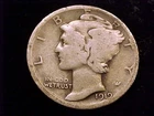 1919-D  Mercury Dime, Good  Grade.