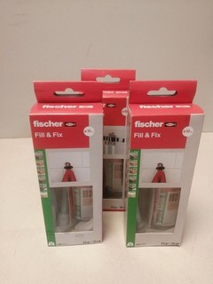 3er set fischer Fill & Fix Flüssigdübel und Reparaturmasse für ausgerissene Bo