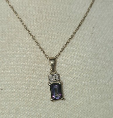 10k Gelbgold Smaragdschliff Mystic Topas Anhänger Halskette akzentuierte Diamanten 