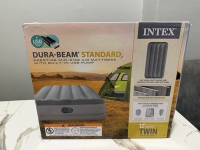 Intex Dura-Beam Standard Twin 12in Air Mattress w/ Built-In USB Pump, Gray
