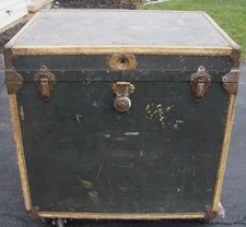 c1900 ANTIQUE HENRY LIKLY STEAMER TRUNK ROCHESTER GENEVA NY CAR BOOT 2 TRAYS