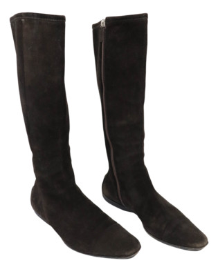 Gucci Shoes Womens (EU) 38.5 Knee Length Side Zip Suede Brown Boots