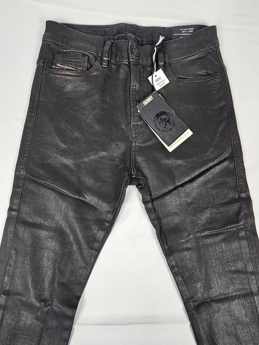 Diesel Mens D-Amny-Y Skinny Stretch Coated Jeans Black Size 31/32