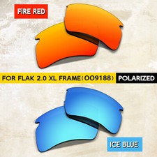 Ice Blue  Fire Red POLARIZED Lenses for Oakley Flak 2.0 XL OO9188 59mm, 1.5MM