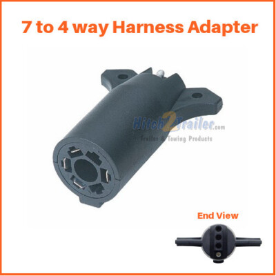 (1) Trailer RV Boat Adapter 7 Way round to 4 Way flat Plug 12V wiring connector