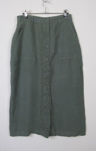 Seasalt Linen Midi Skirt Rosewell Farm Green Dark Balsam Size 8 - 14 RRP £69.95 - Picture 7 of 12