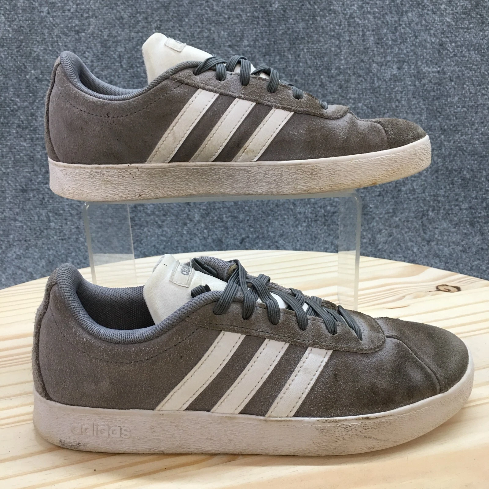 Adidas Sneaker Youth 5 Grigio VL Court 2 Trainer Lacci Casual Scamosciato B75692