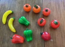 Vintage Murano Style Hand Blown Art Glass 11 PC Fruit And Vegetable Assortment
