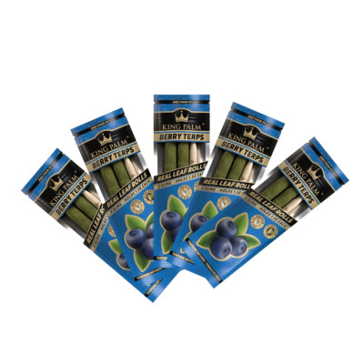 King Palm | Blueberry Terp | 5 Packungen | 10 aromatisierte schlanke vorgerollte Zapfen