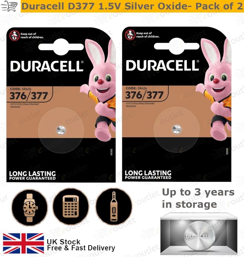 3 X 377 Duracell Button Cell Batteries (376, AG4, MA, SR626SW, SR66, G4 - Foto 4