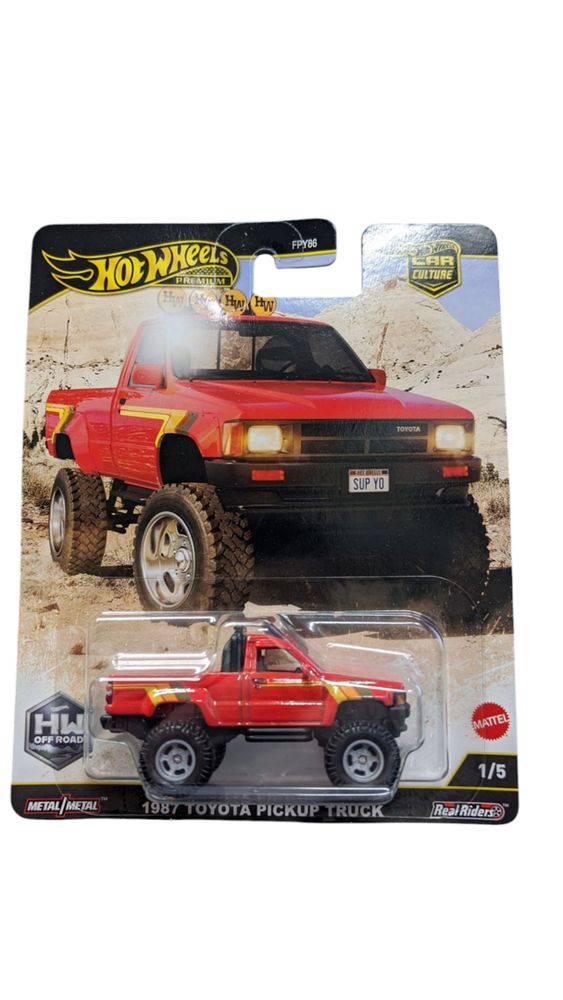 Hot Wheels Premium Car Culture 1987 Toyota Pickup Off Road Real Riders Toy Truck