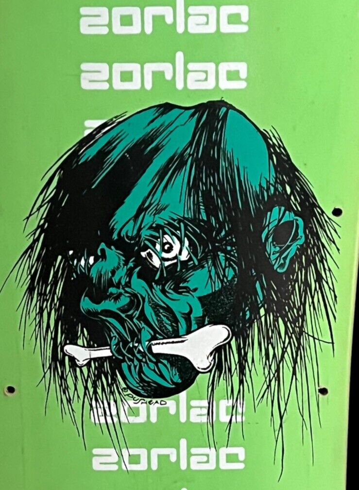 Vintage Zorlac Skateboard Deck Fluorescent Green Pushead Art Vintage Zorlac Skateboard Deck Fluorescent Green Pushead Art