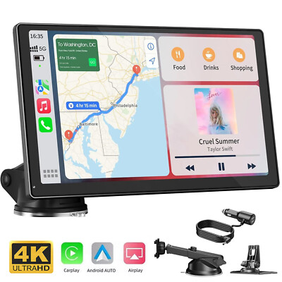 9''Zoll Drahtlos Tragbares Autoradio kabelloses Apple CarPlay& Android Auto GPS